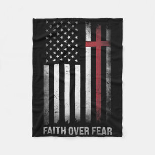 Christian Us Usa Flag American Christ Faith Over F Fleece Blanket