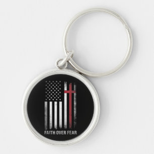 Christian US USA Flag American Christ Faith Over F Key Ring