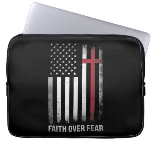 Christian US USA Flag American Christ Faith Over F Laptop Sleeve