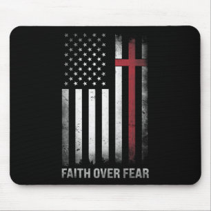 Christian Us Usa Flag American Christ Faith Over F Mouse Pad
