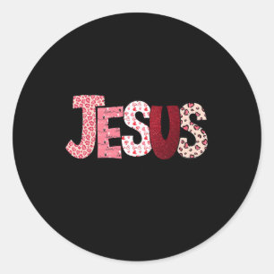 Christian Valentine Day Jesus Religious Valentine  Classic Round Sticker