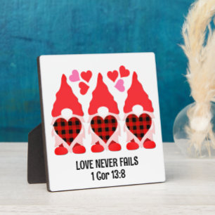 Christian VALENTINE GNOMES Love Never Fails Plaque