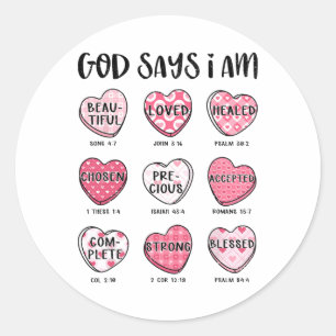 Christian Valentine God Says Bible Verses Hearts F Classic Round Sticker