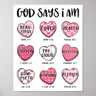 Christian Valentine God Says Bible Verses Hearts F Poster