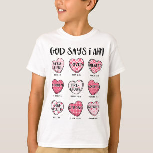 Christian Valentine God Says Bible Verses Hearts F T-Shirt
