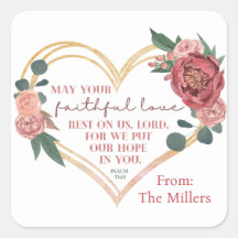 Christian Valentine Heart Sticker Painted Floral