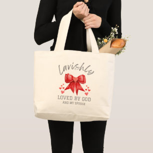 Christian Valentine LAVISHLY LOVED Coquette Bow Large Tote Bag