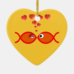 Christian Valentine Orange v2 Ceramic Tree Decoration