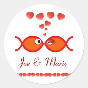 Christian Valentine Symbols - Orange v1 Classic Round Sticker