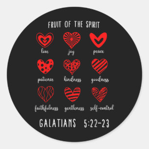 Christian Valentines Fruit Of The Spirit Bible Ver Classic Round Sticker