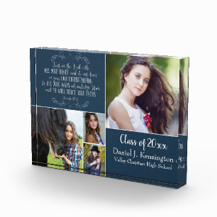 Christian Verse Graduation Photo Collage Blue