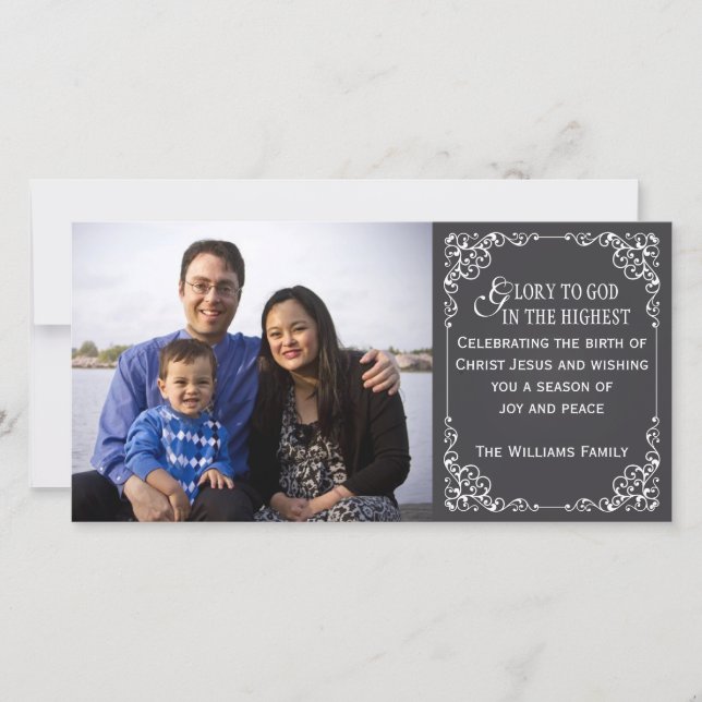 Christian Vintage Chalkboard Christmas Photo Cards (Front)