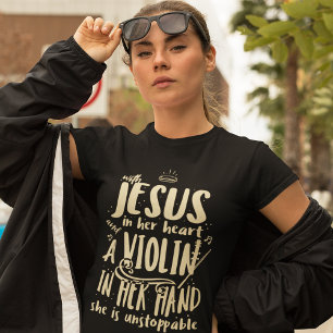 Christian Violinist Support Matching Family Tri-Blend Shirt