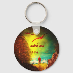 Christian watch and pray Keychain
