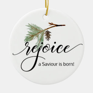 Christian Watercolor Christmas Ornament Ceramic