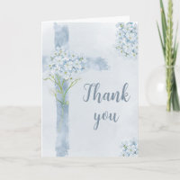 Christian watercolor floral cross thank you card