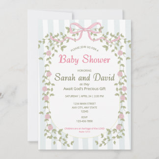 Christian Watercolor Garden Baby Shower Invitation