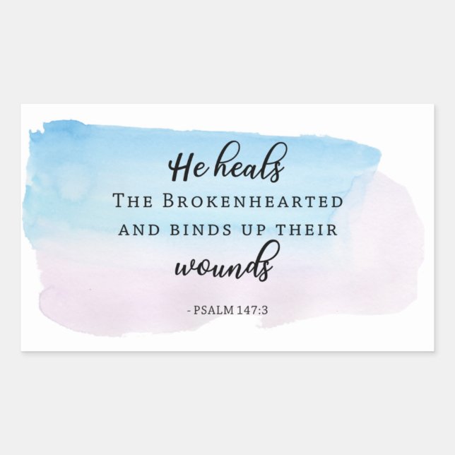 christian watercolor Psalms Bible quote faith Rectangular Sticker (Front)