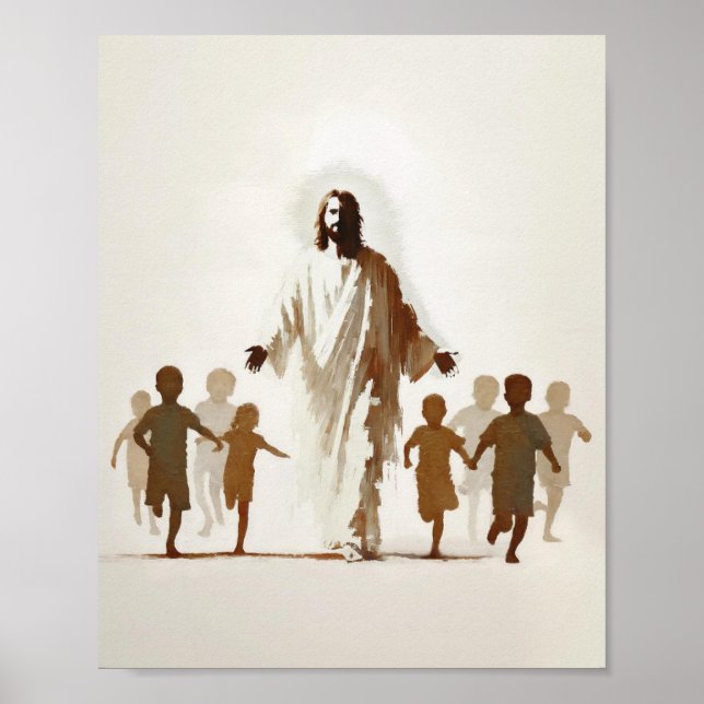 Christian Watercolor Wall Art  Let The Children (Front)