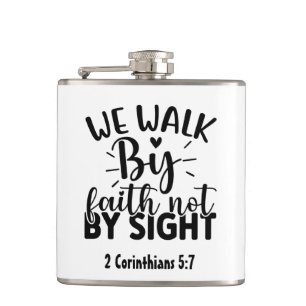 Christian "We Walk by Faith" Verse Hip Flask