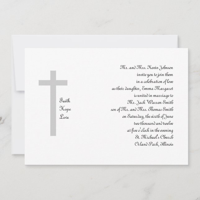 Christian Wedding Faith Hope Love Cross 2 Invitation (Front)