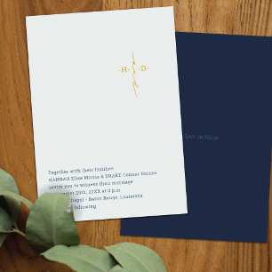 Christian Wedding   Gold Couple's Initials Cross Invitation