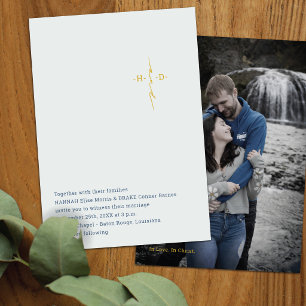 Christian Wedding   Gold Couple's Initials Cross Invitation
