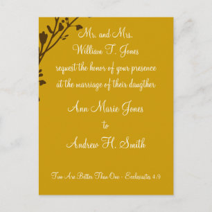 Christian Wedding Invitation Carmel and Blueberry Postcard