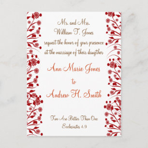 Christian Wedding Invitation Carmel and Blueberry Postcard