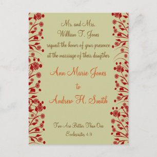 Christian Wedding Invitation Carmel and Blueberry Postcard