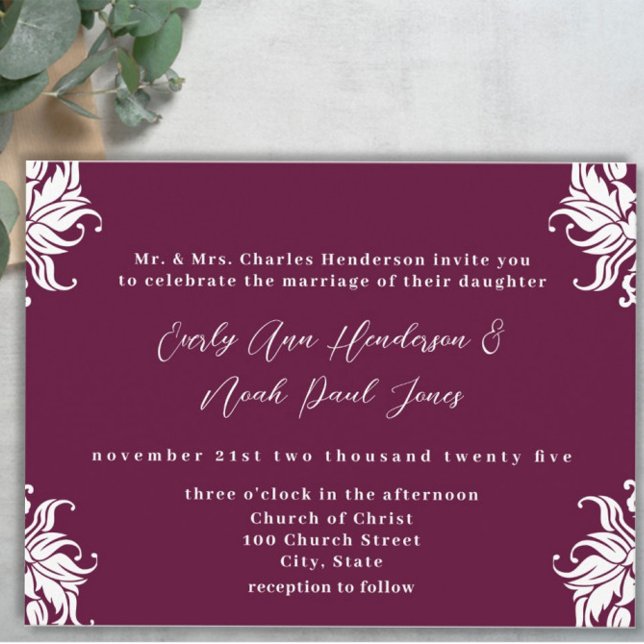Christian Wedding Invitation Deep Plum (Creator Uploaded)