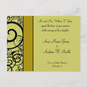 Christian Wedding Invitation Deep Sea Blue Postcard