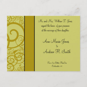 Christian Wedding Invitation Deep Sea Blue Postcard