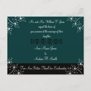 Christian Wedding Invitation Deep Teal Postcard