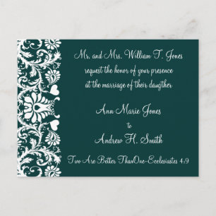 Christian Wedding Invitation Deep Teal Postcard