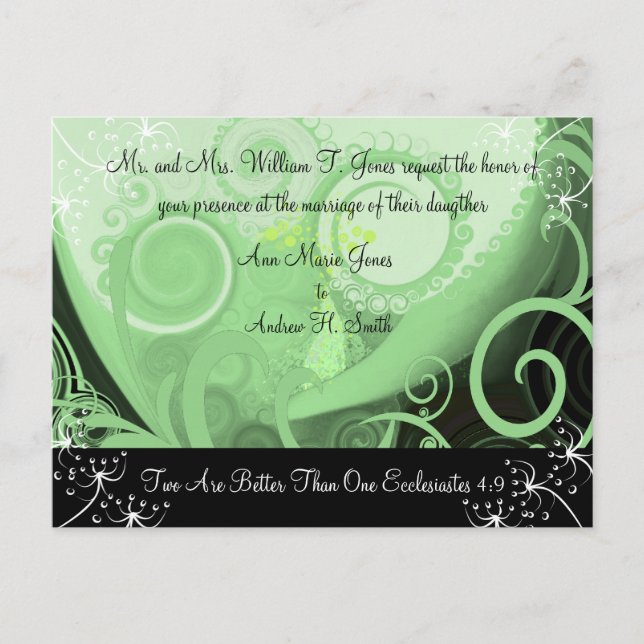 Christian Wedding Invitation Green Cala Lily (Front)