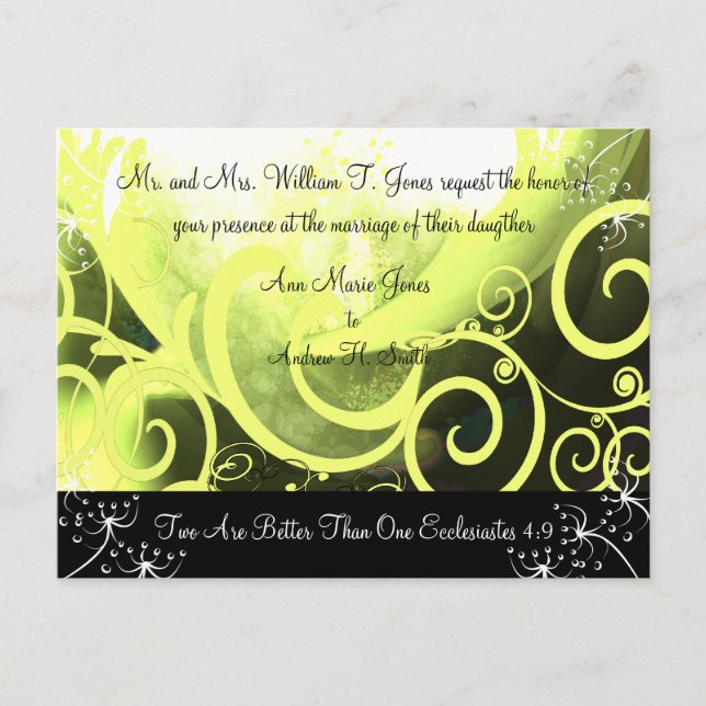 Christian Wedding Invitation Green Cala Lily (Front)