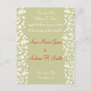 Christian Wedding Invitation Orange White Taupe