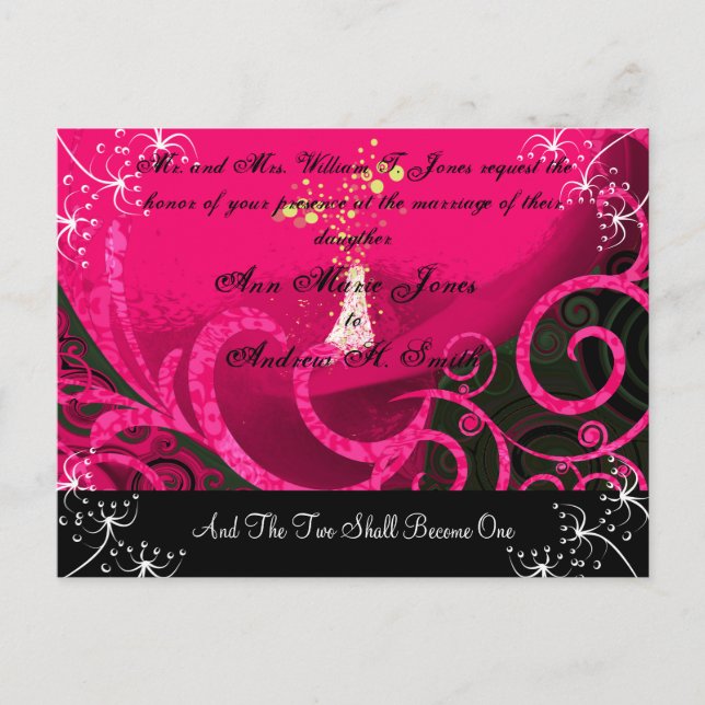 Christian Wedding Invitation Rasberry Cala Lily Postcard (Front)