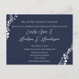 Christian Wedding Invitation Rich Deep Blueberry