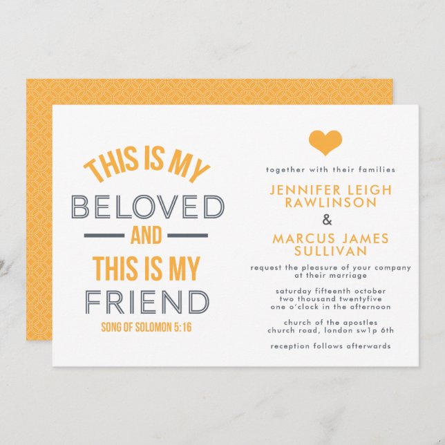 Christian Wedding Invitation - This is My Beloved (Front/Back)