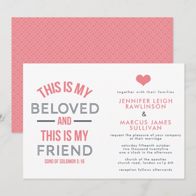 Christian Wedding Invitation - This is My Beloved (Front/Back)