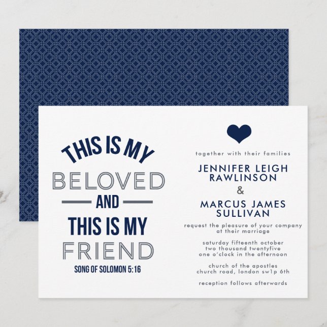 Christian Wedding Invitation - This is My Beloved (Front/Back)