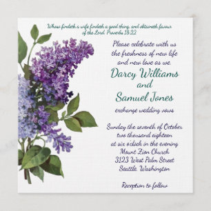 Christian Wedding Invitation - Vintage Lilacs