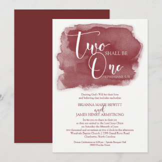 Christian Wedding Invitation - Watercolor Marsala
