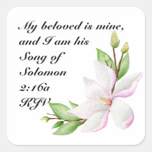 Christian Wedding Sticker - Watercolor Magnolias