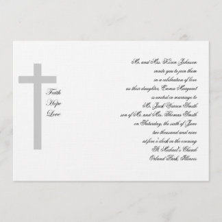 Christian Weddings Faith Hope Love Grey Cross Invitation