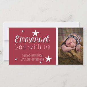 Christian Whimsical Stars Photo Christmas Card