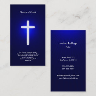 Christian White Cross Dark Blue Business Card