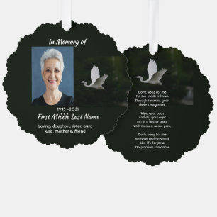 Christian White Egret Bird Memorial Keepsake  Tree Decoration Card